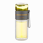 Glass Water Bottle with Tea Infuser – Filter Tea Separation 450ml Double Wall Leakproof Tea Bottle - Thumbnail 3