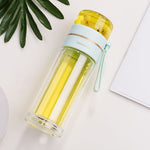 Glass Water Bottle with Tea Infuser – Filter Tea Separation 450ml Double Wall Leakproof Tea Bottle - Thumbnail 11