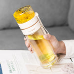 Glass Water Bottle with Tea Infuser – Filter Tea Separation 450ml Double Wall Leakproof Tea Bottle - Thumbnail 4