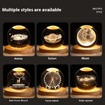 Crystal Ball Projection Lamp – USB Wooden Base Light - Thumbnail 6