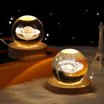 Crystal Ball Projection Lamp – USB Wooden Base Light - Thumbnail 1