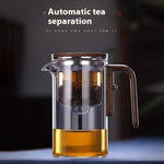 One Click Magnetic Teapot – Glass Tea Pot with Wood Handle & Inner Filter - Thumbnail 2