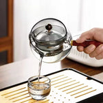 Rotary Glass Teapot with Infuser – Heat-Resistant Tea Maker - Thumbnail 9