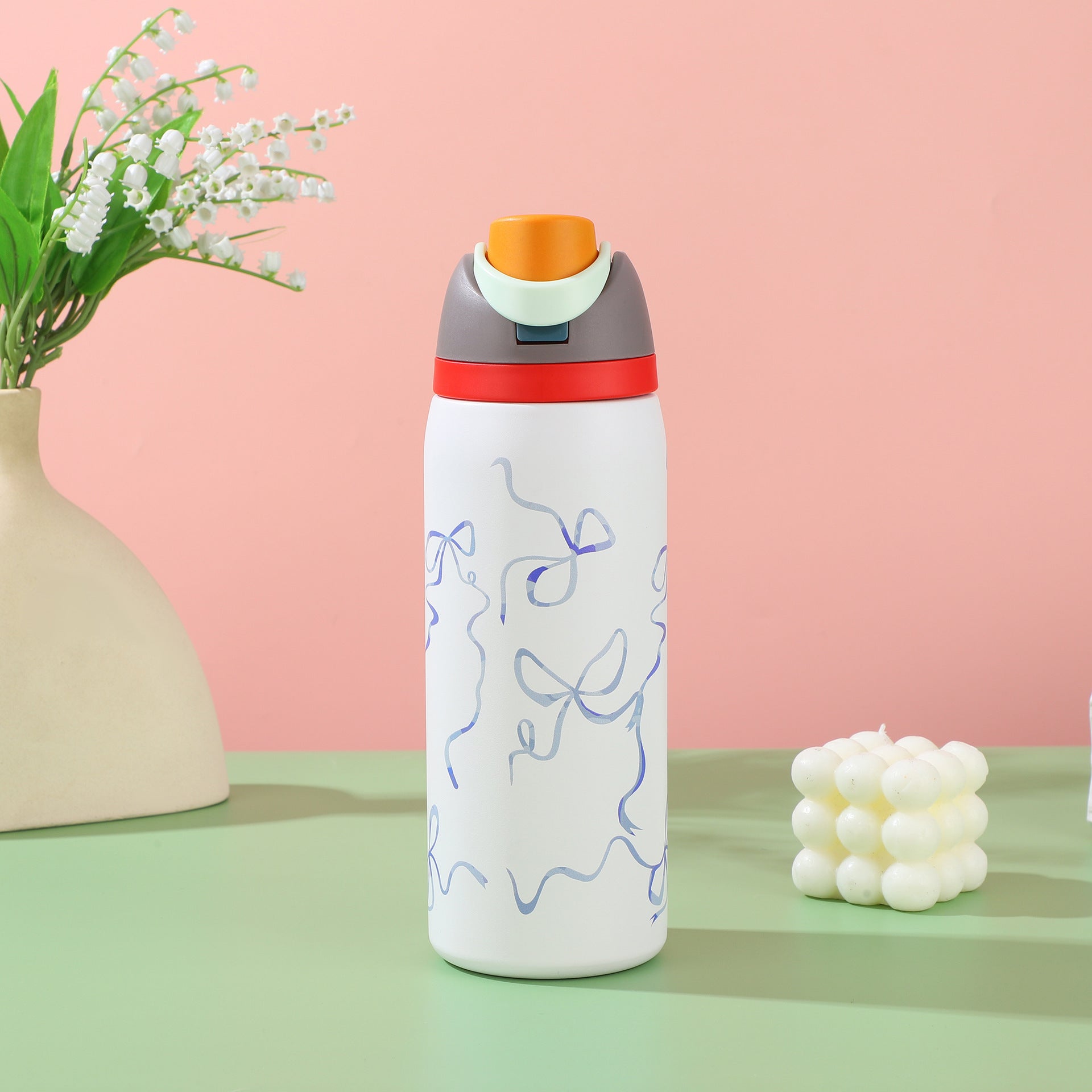 Portable Sports Straw Cup – Stainless Steel Travel Thermos Bottle