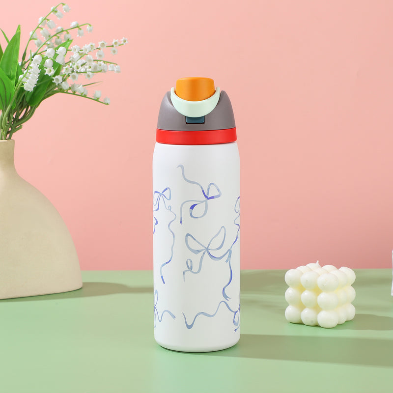 Portable Sports Straw Cup – Stainless Steel Travel Thermos Bottle