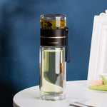 Glass Water Bottle with Tea Infuser – Filter Tea Separation 450ml Double Wall Leakproof Tea Bottle - Thumbnail 9