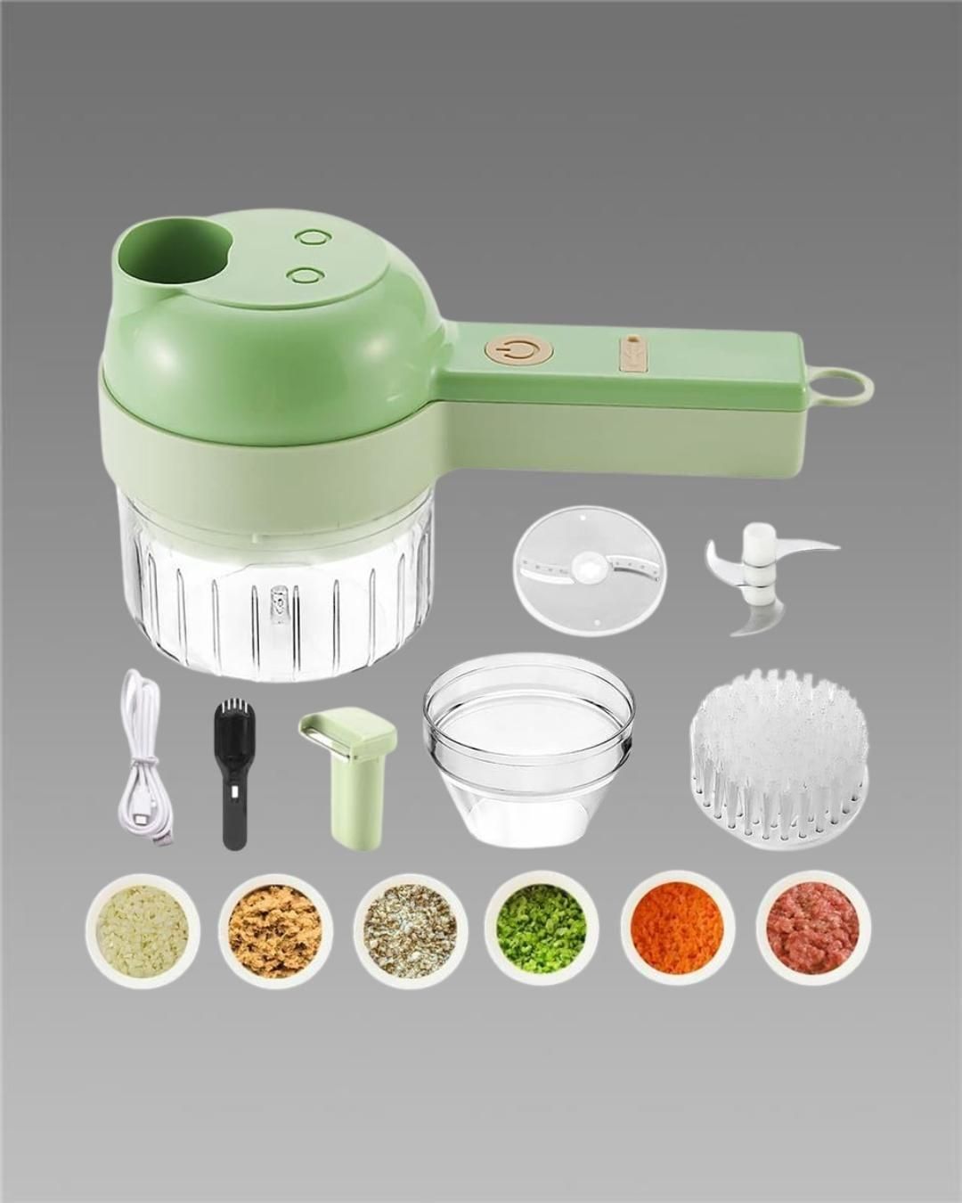 4-in-1 Electric Vegetable Cutter – Cut in Seconds | Cash on Delivery Available