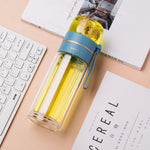 Glass Water Bottle with Tea Infuser – Filter Tea Separation 450ml Double Wall Leakproof Tea Bottle - Thumbnail 10