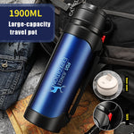 Car Portable Large Insulated Water Bottle – Stainless Steel Thermal Travel Flask (1200ml / 1900ml) - Thumbnail 5