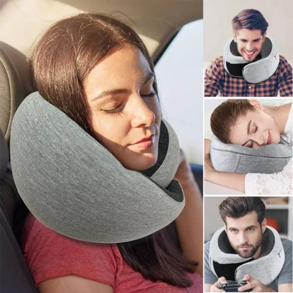 U Shaped Travel Neck Pillow Memory Foam Airplane & Car Cushion