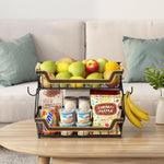 Two-Layer Fruit Storage Rack – Wooden Handle & Metal Basket - Thumbnail 3