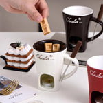 Mini Fondue Mug Set – Ceramic Chocolate & Cheese Melting Pot | Personal Warmer Cup Kitchen Gadget - Thumbnail 6