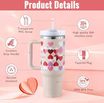 40oz Stainless Steel Insulated Tumbler with Handle & Straw – Spill-Proof Coffee Travel Mug for Car, Gym, Office, Valentine Gifts - Thumbnail 4