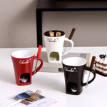 Mini Fondue Mug Set – Ceramic Chocolate & Cheese Melting Pot | Personal Warmer Cup Kitchen Gadget - Thumbnail 5