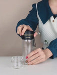 Glass Water Bottle with Tea Infuser – Filter Tea Separation 450ml Double Wall Leakproof Tea Bottle - Thumbnail 17